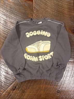 Mini Rodini Kids' Sneakers Graphic Sweatshirt - Charcoal, Yellow, Cream 3-5 year